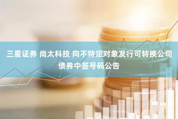 三星证券 尚太科技 向不特定对象发行可转换公司债券中签号码公告