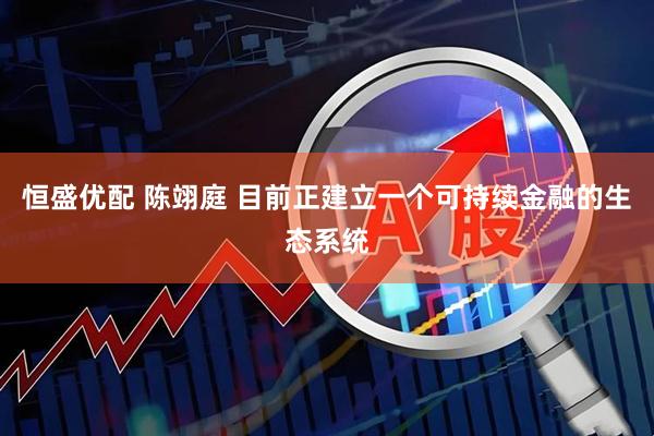 恒盛优配 陈翊庭 目前正建立一个可持续金融的生态系统